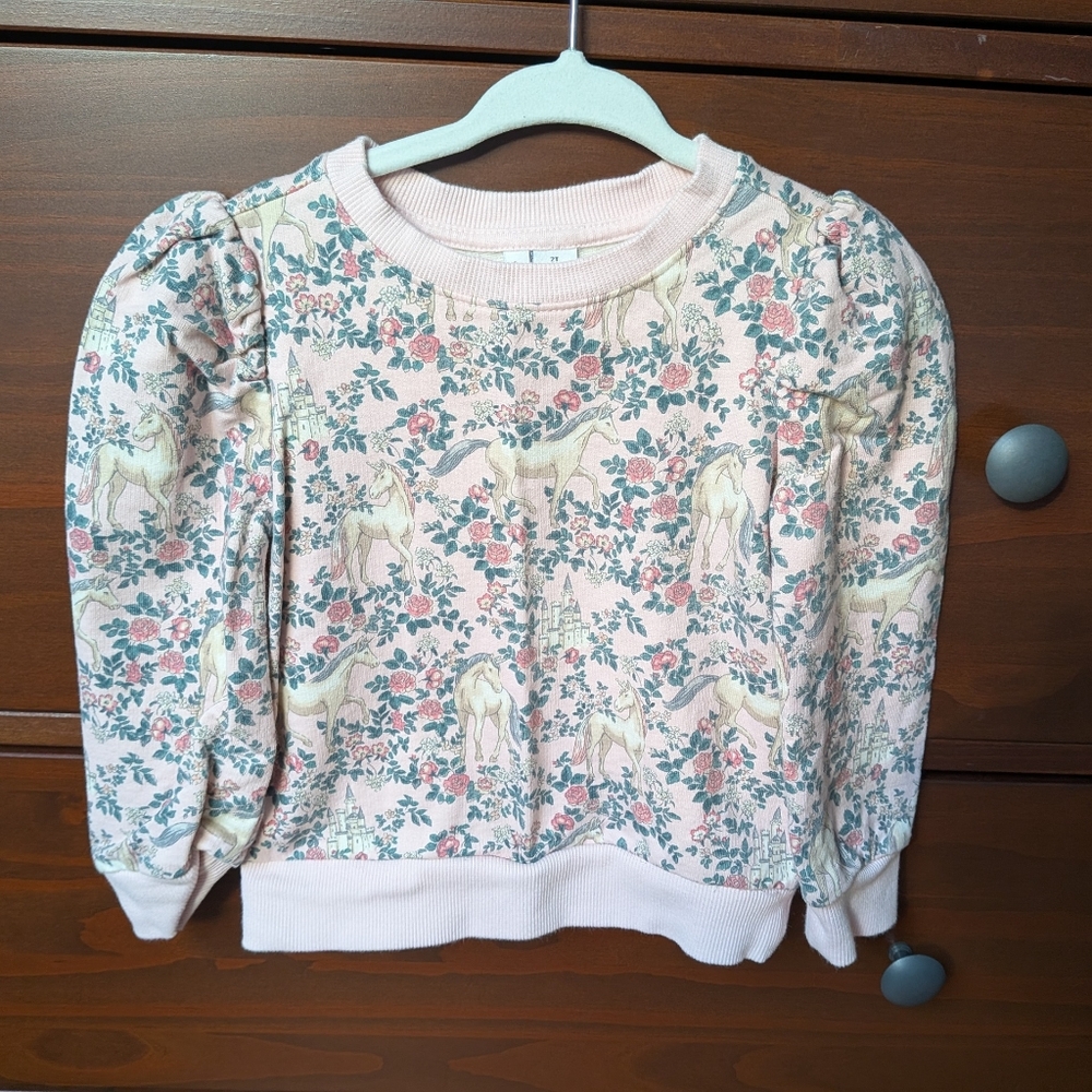 Janie and Jack Pink Floral Unicorn Sweatshirt